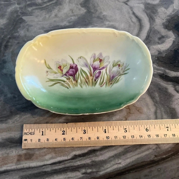 Vintage Crocus Floral Soap Trinket Dish Germany 1930s - Picture 4 of 4